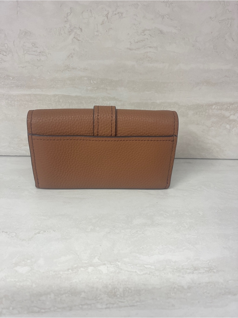 Michael Kors Nolita Brown Pebble Leather Buckle Wallet Luggage - Picture 2 of 5